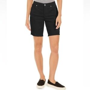 New Style & Co Women's Size 10 Mid Rise Denim Raw-Edge Bermuda Shorts, Black